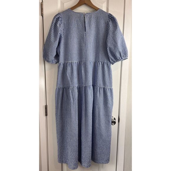 Old Navy Blue Gingham Midi Dress - Picture 2 of 12